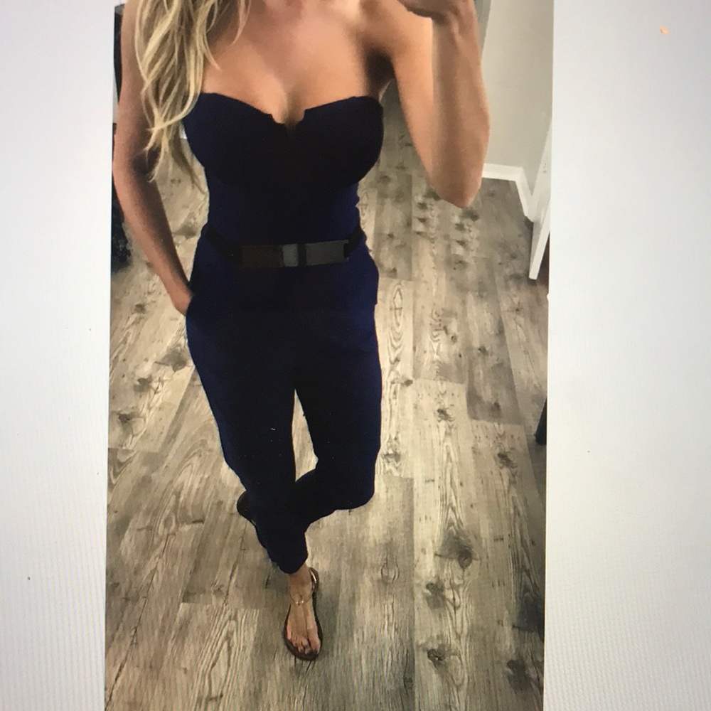 Navy blue pant romper